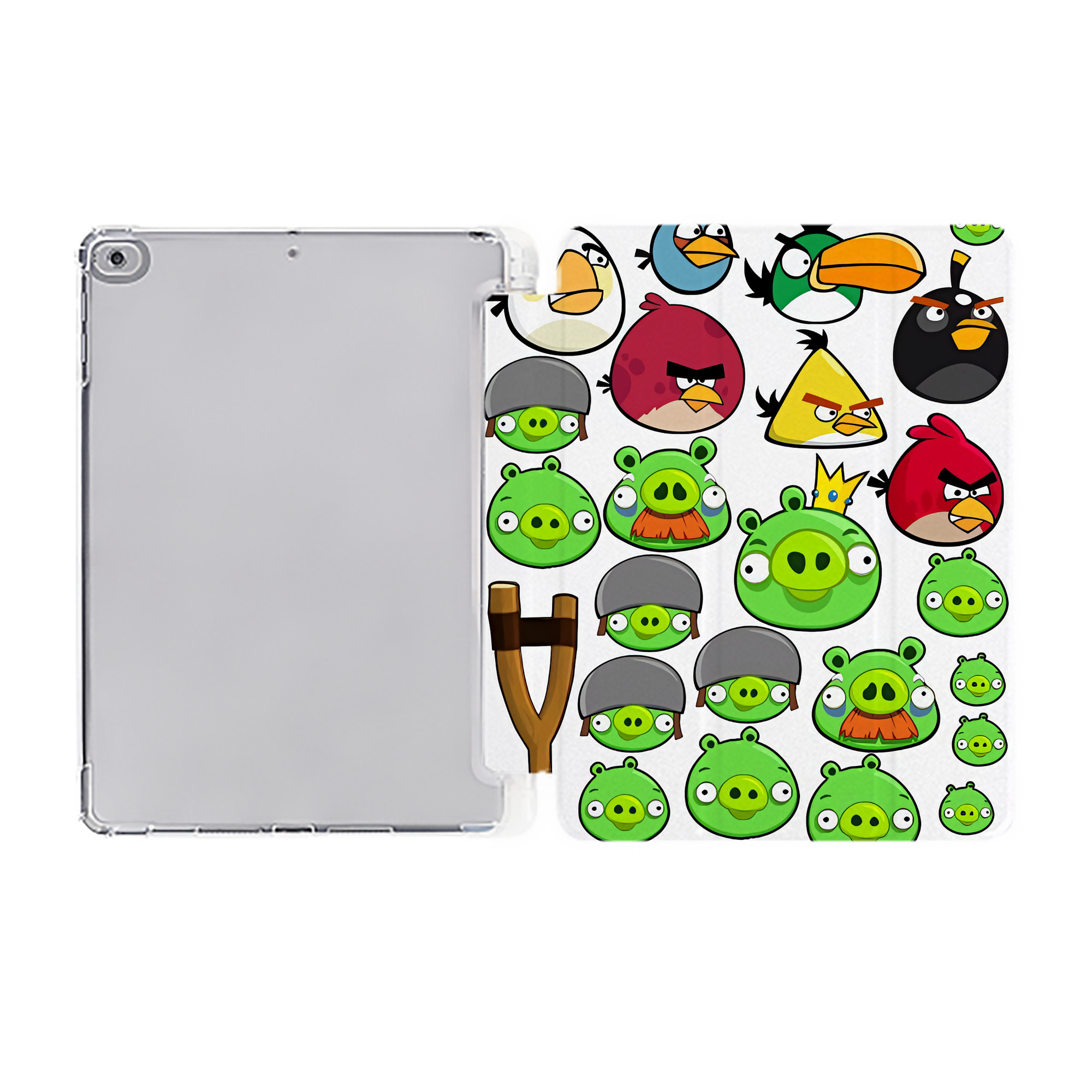（画像用） Angry Birds アングリーバード IPad ケース ペン収納付き 三つ折りスタンド PUレザー×シリコン 対応機種9.5/10.5/10.9インチ